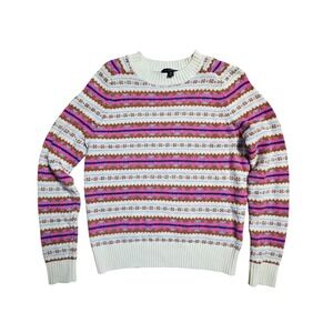 J.Crew Striped Fair Isle Crewneck Sweater Womens XS Wool‎ Polyamide Blend